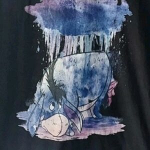 Vintage Eore With A Rain Cloud Disney Port Authority Black T Shirt Women's Sz L